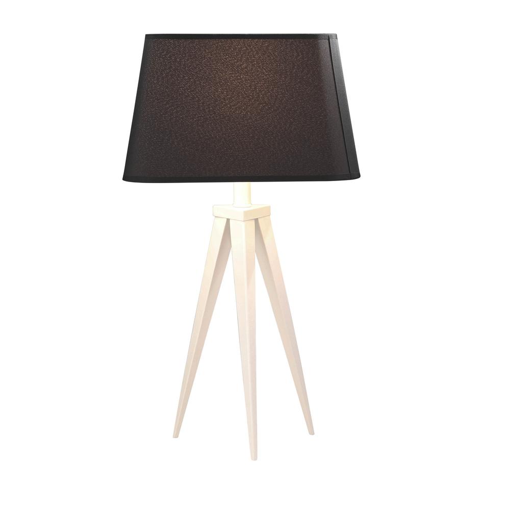 Metal 24" Tripod Table Lamp, White/black. Picture 3