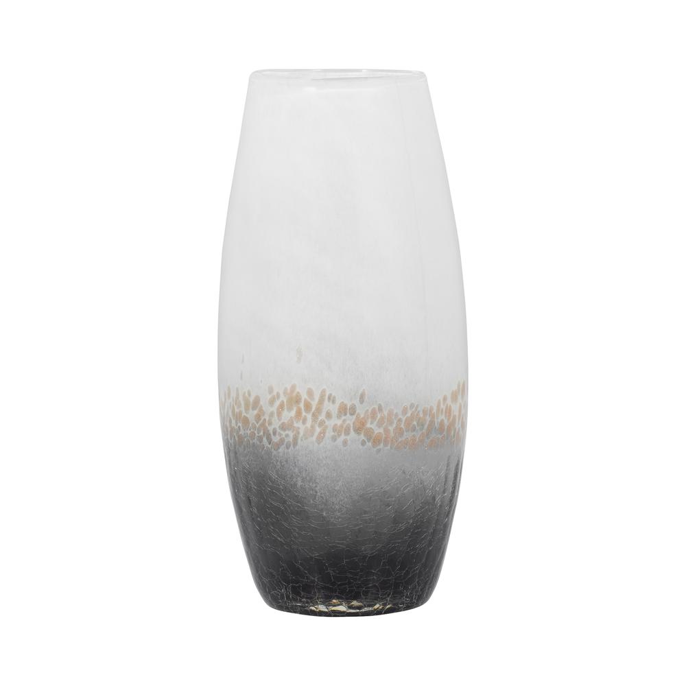 Glass, 11" Crackle Vase, Multi. Picture 1