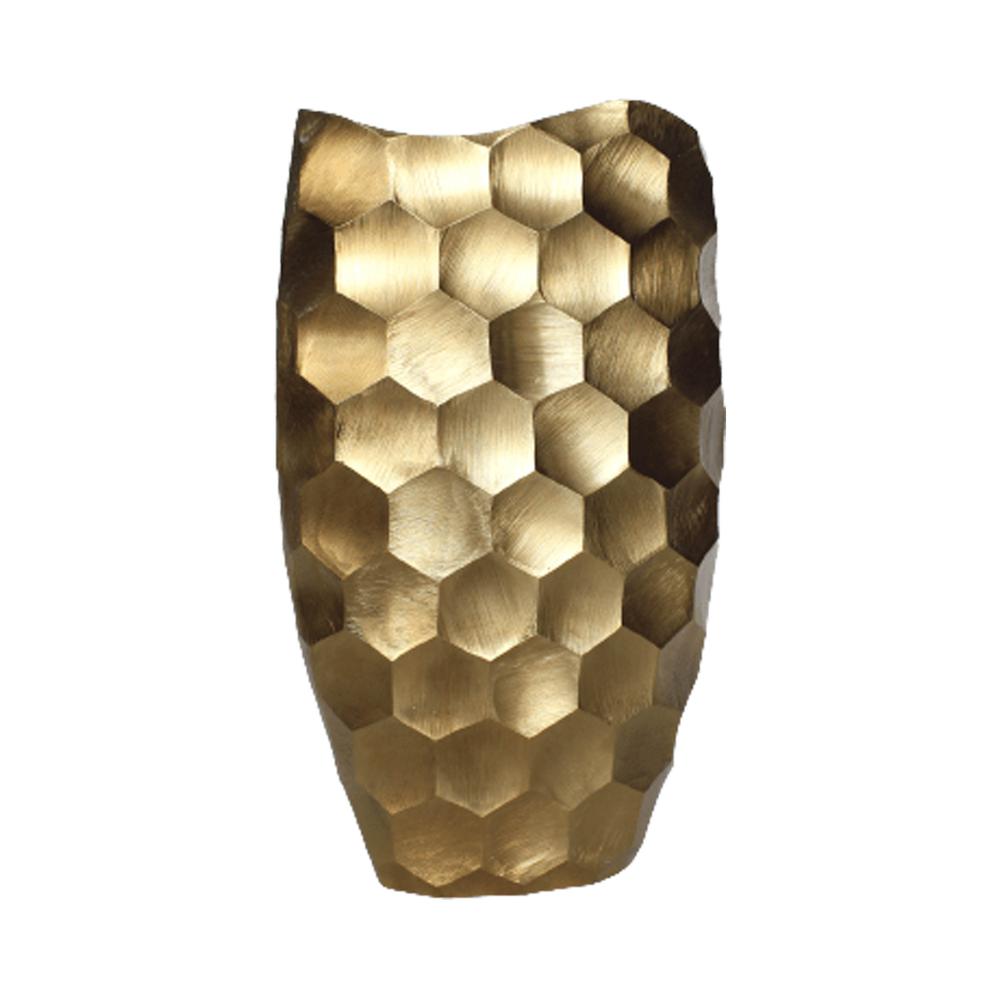 Metal, 24"  Honeycomb Vase, Gold. Picture 1