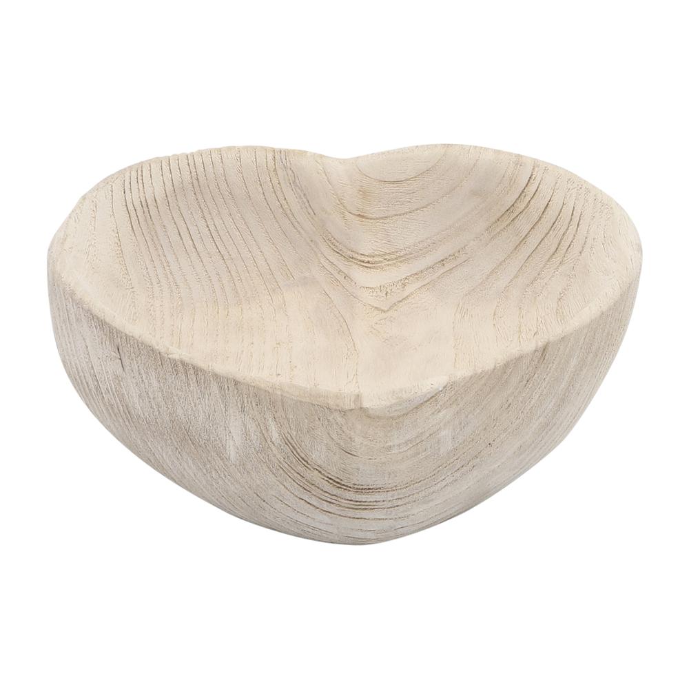 Wood, S/2 9/10" Heart Bowls, Natural. Picture 3