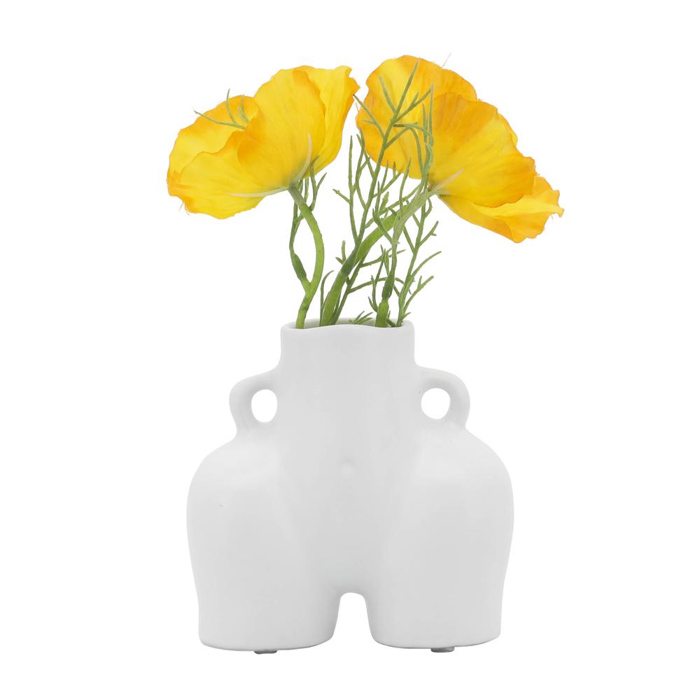 Cer, 6" Half Body Vase, White. Picture 5