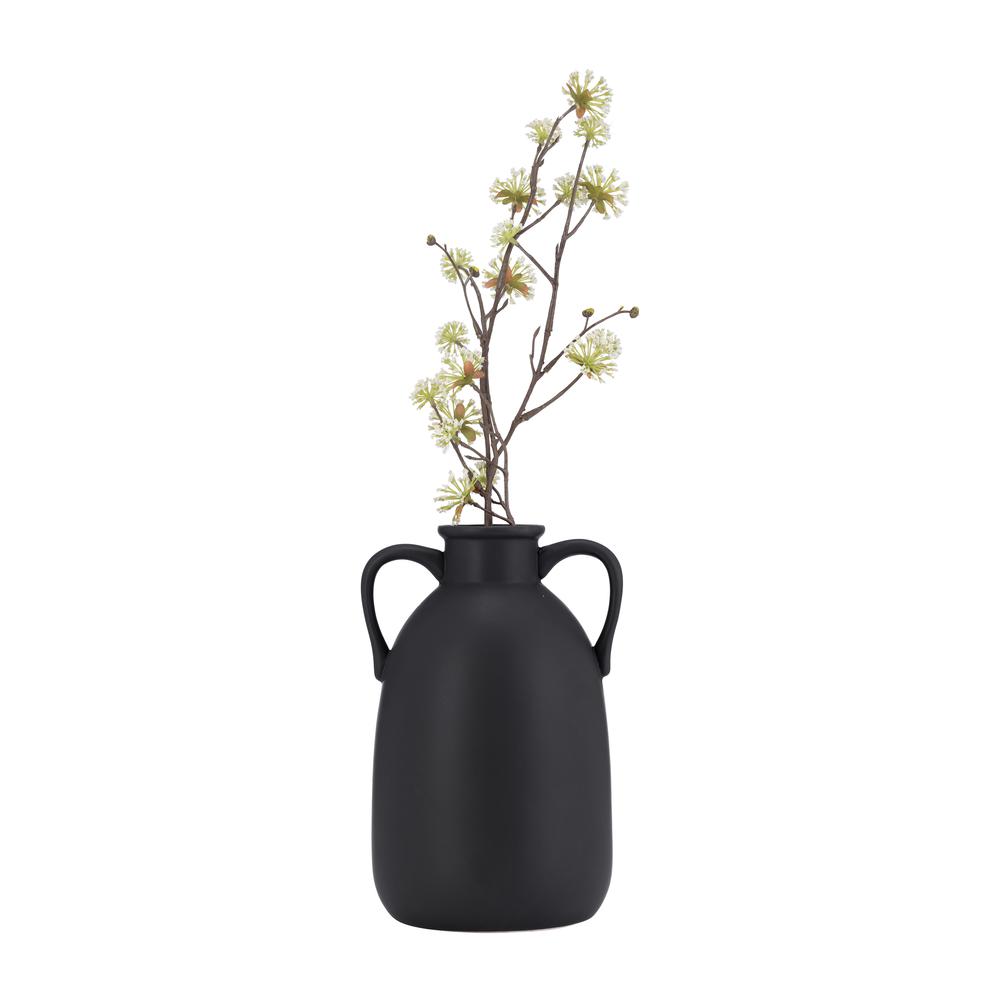 Cer, 10"h Eared Vase, Black. Picture 5
