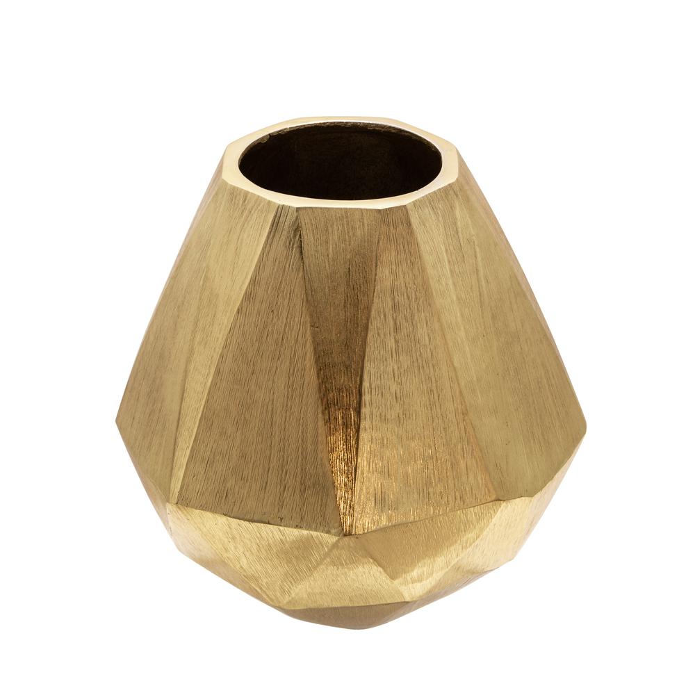 8" Geometric Deco Vase, Gold. Picture 1
