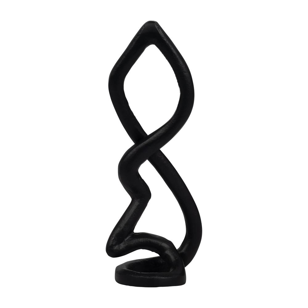 Metal, 13" Swirled Sculpture, Black. Picture 1
