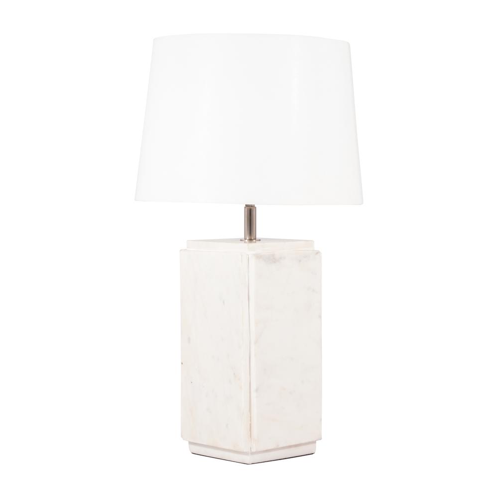 Marble, 27"h Fluted Table Lamp, White/off White. Picture 2