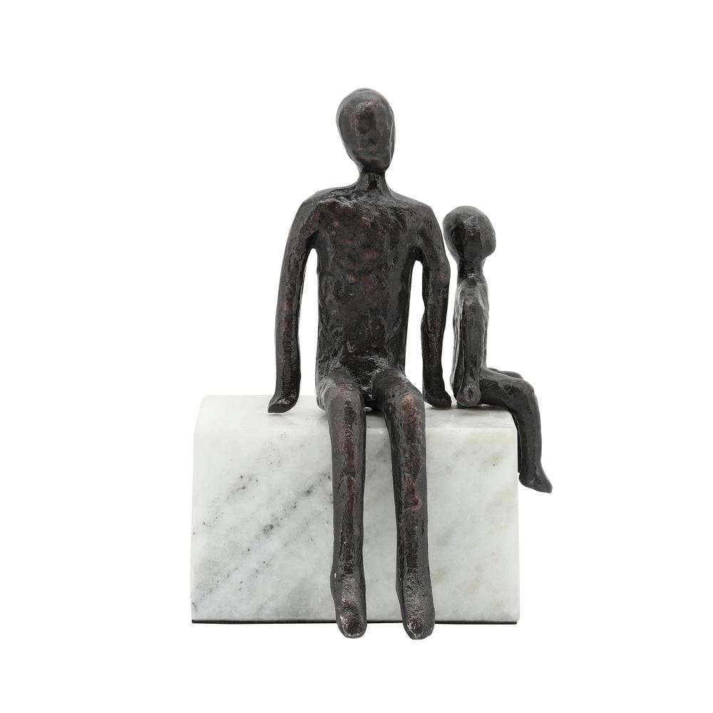 Metal, 10", Dad & Son Sitting Sculpture. Picture 1
