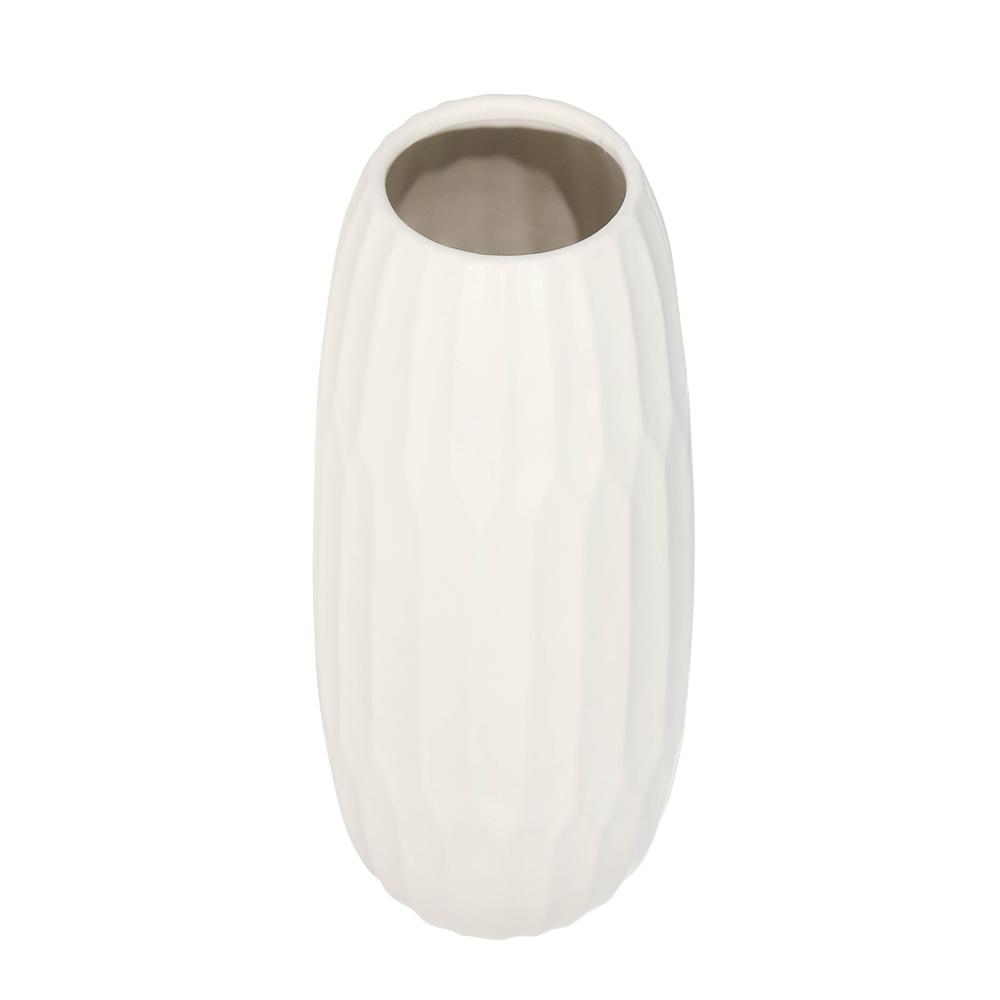 Ceramic 14" Vase , White. Picture 2