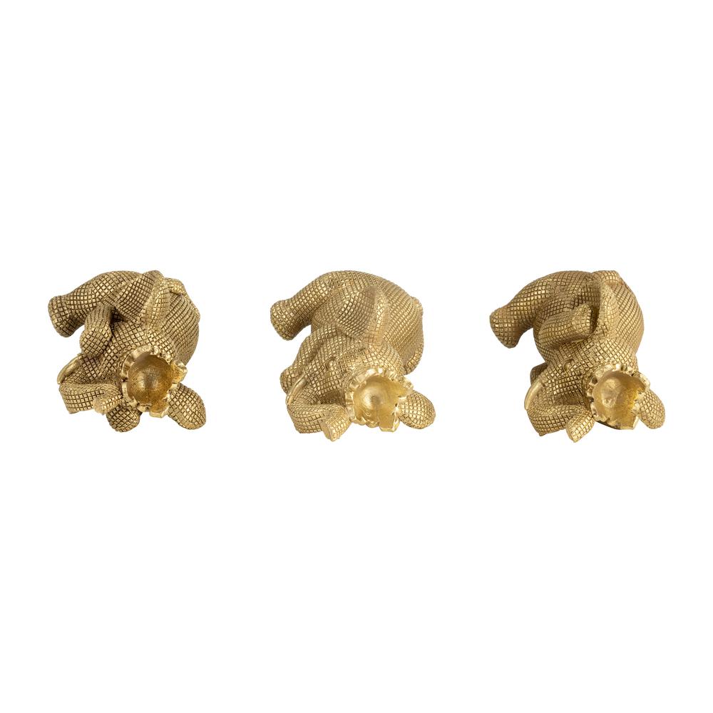 Resin, S/3 8" No Evil Elephants, Gold. Picture 5