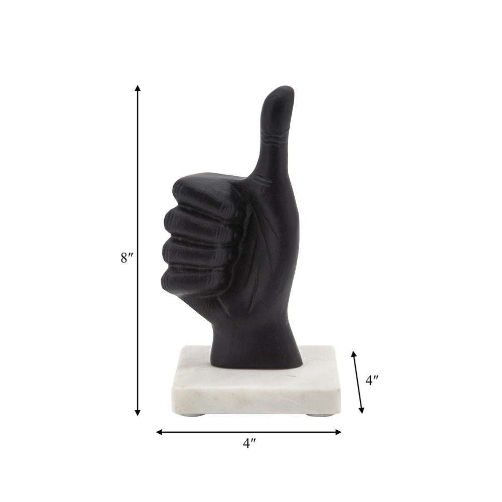 8" Metal Thumbs Up, Black. Picture 5