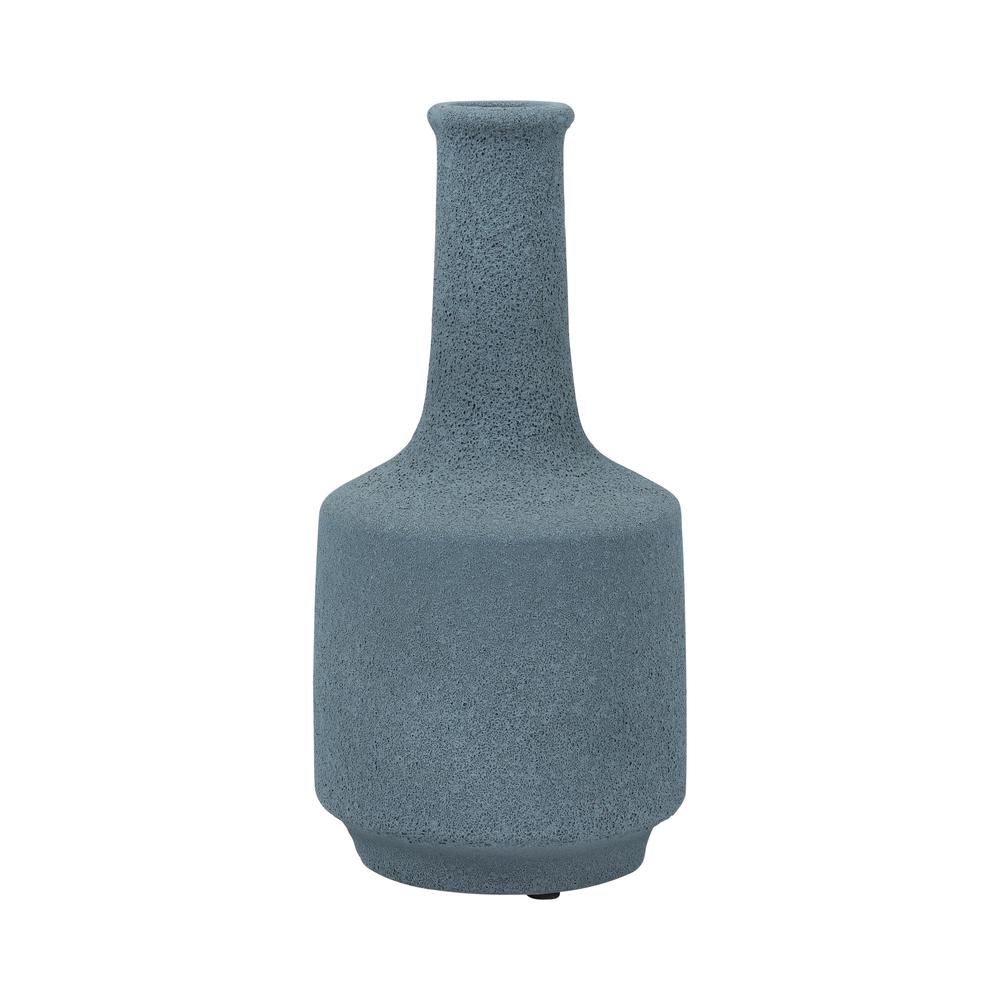 Clay, 13" Volcanic Texture Vase, Blue. Picture 1