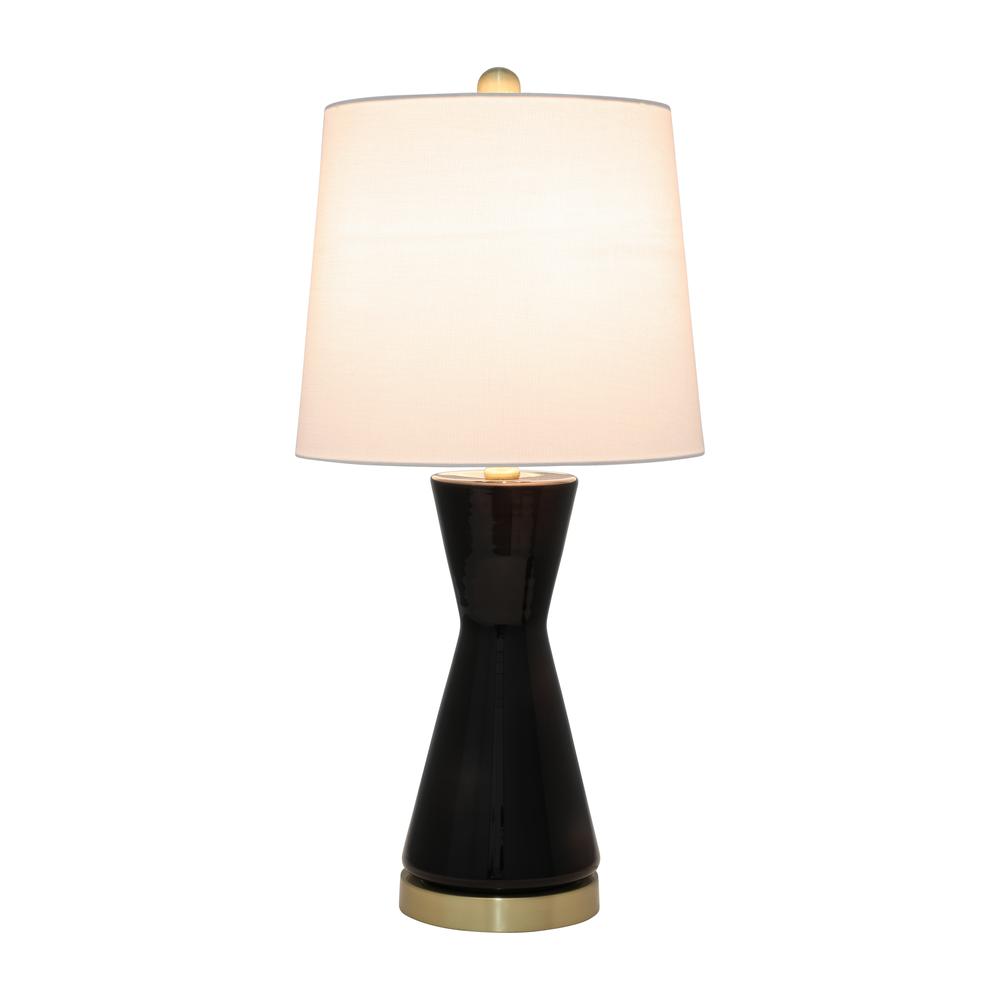 Glass, 24" Concave Table Lamp, Black. Picture 3