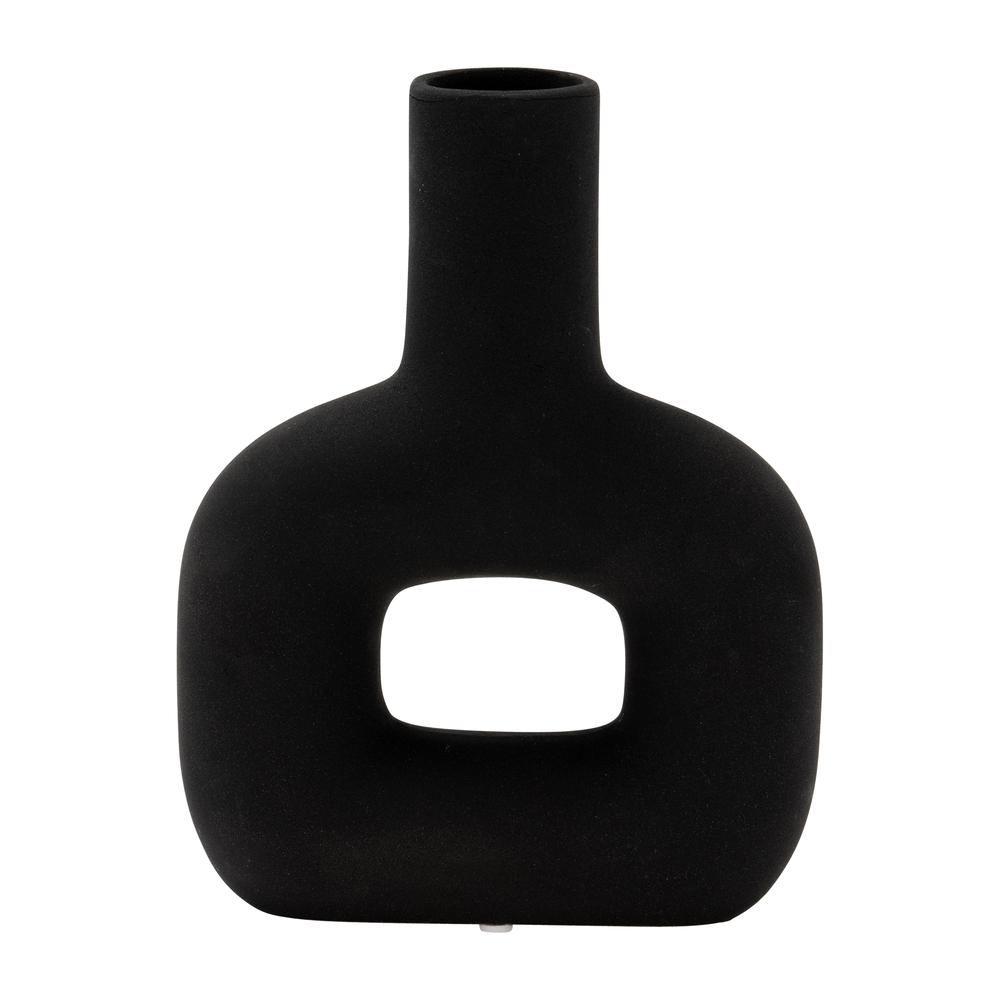 Dol, 8" Open Cut Vase, Black. Picture 1