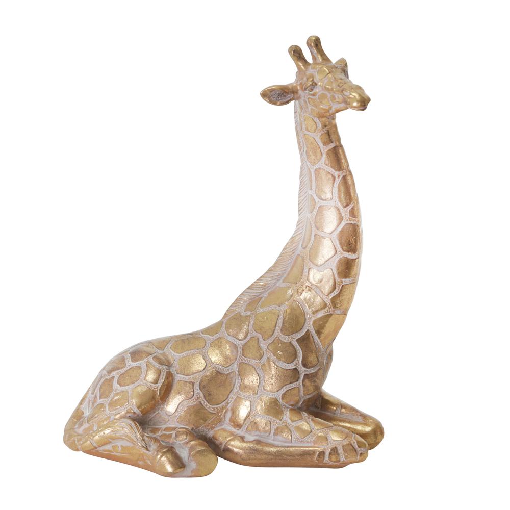 Resin 10" Sitting Giraffe , Gold. Picture 1