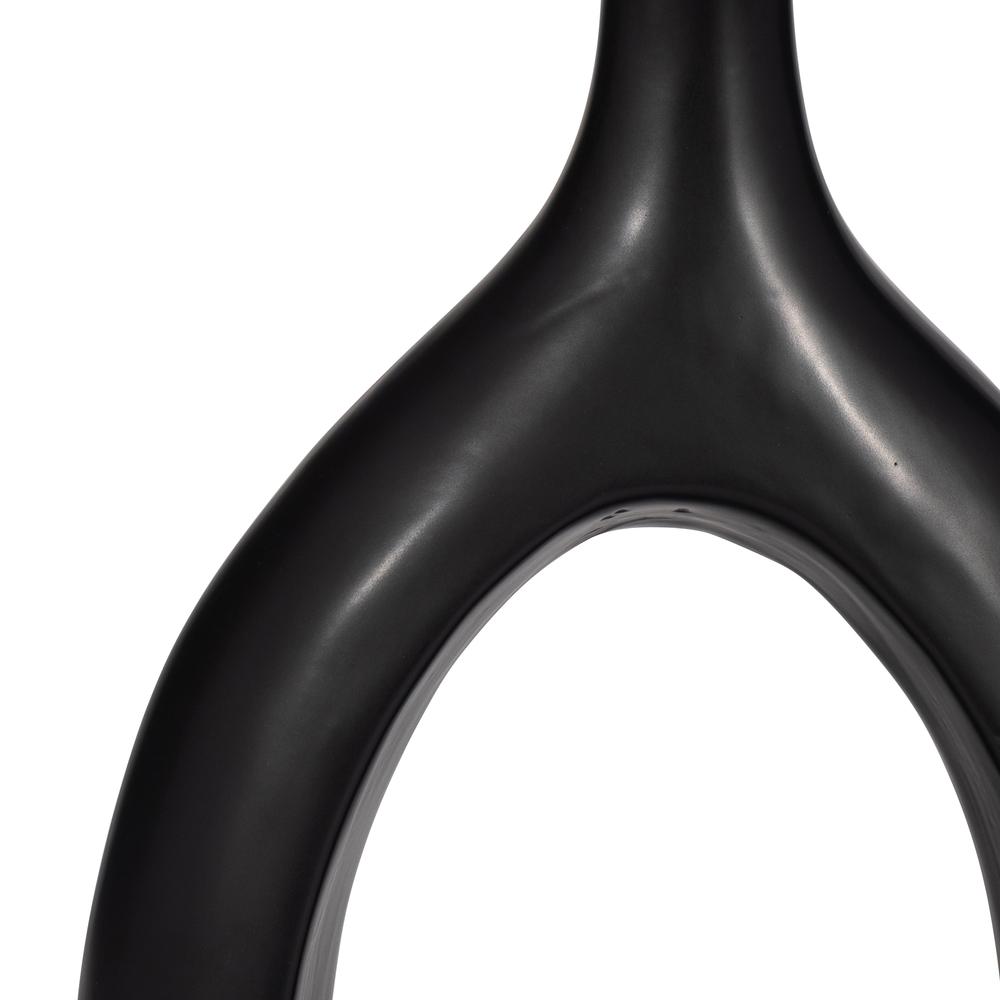 Cer, 12" Curved Open Cut Out Vase, Black. Picture 5
