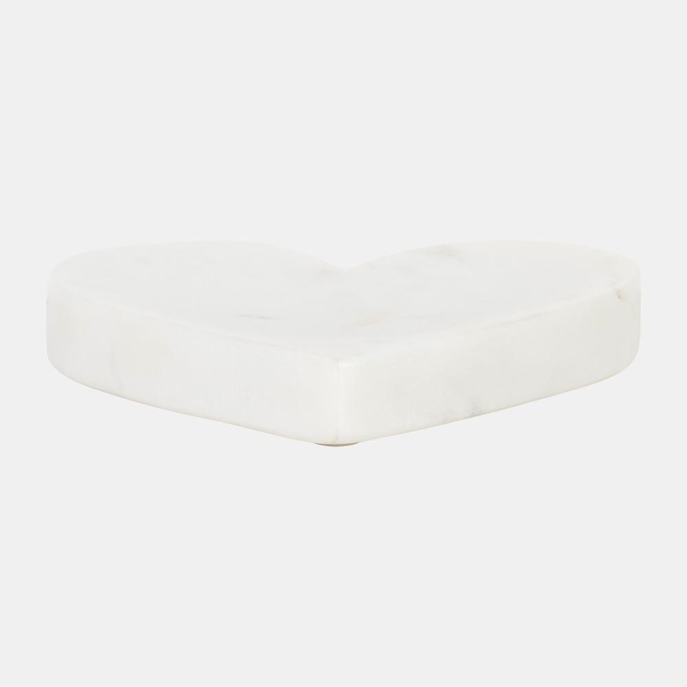 Marble, 5x5 Heart Trinket Tray, White. Picture 3