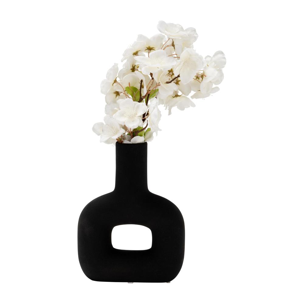 Dol, 8" Open Cut Vase, Black. Picture 5