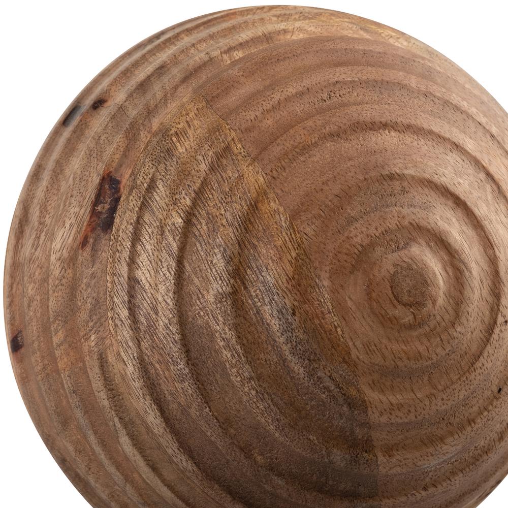 6" Wooden Orb W/ Ridges, Natural. Picture 4