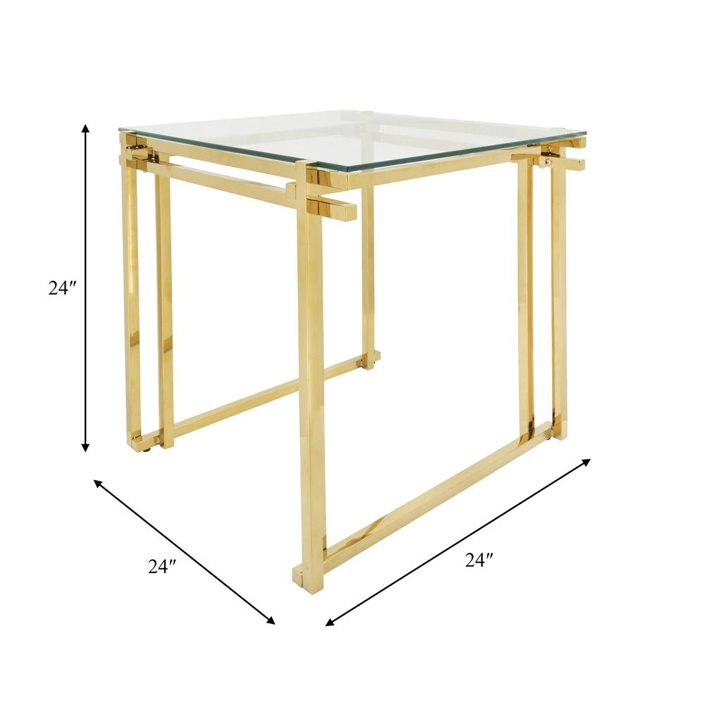 Metal 24" Side Table, Gold. Picture 4