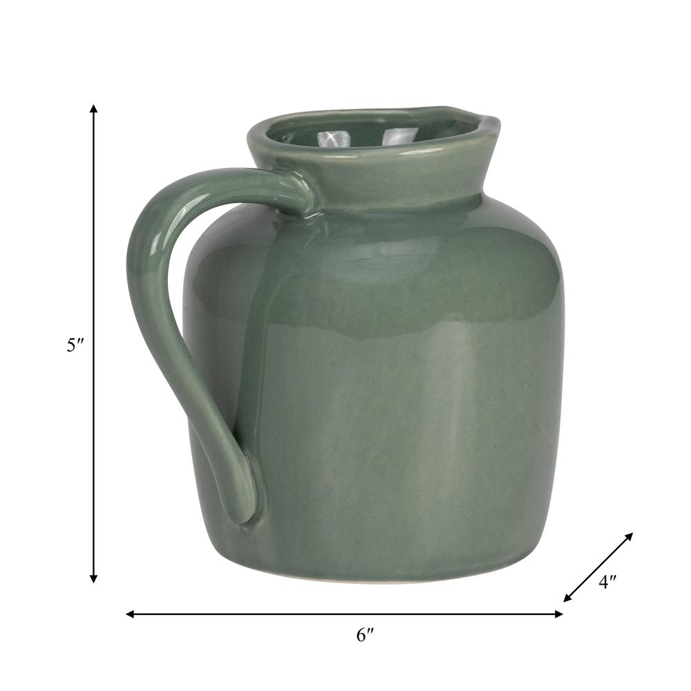 Cer, 5" Pitcher Vase, Dark Sage. Picture 9