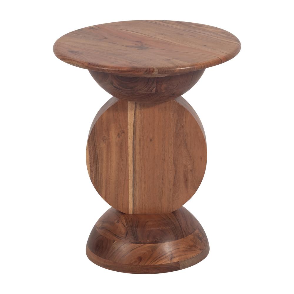 19" Solid Wood Disc On Dome Side Table, Nat. Picture 2