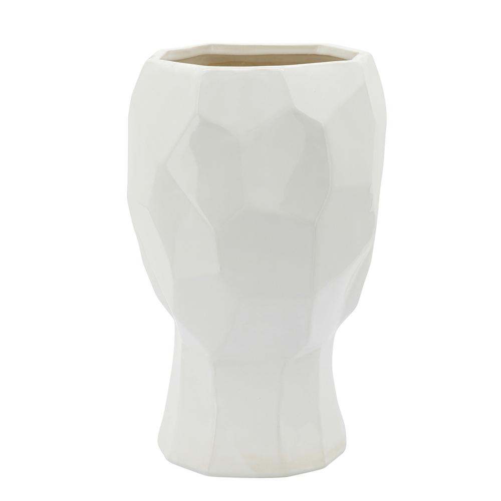 Ceramic, 12" Face Vase, White. Picture 4