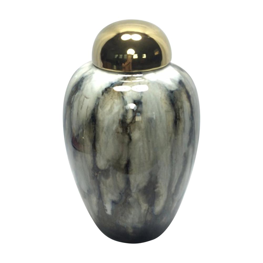 14"h Urn W/ Gold Lid, Multi. Picture 1