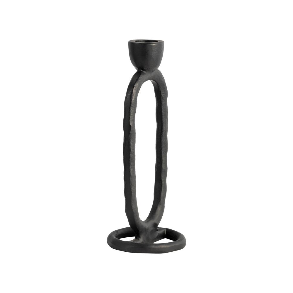 Metal, 8" Open Oval Taper Candleholder, Black. Picture 2