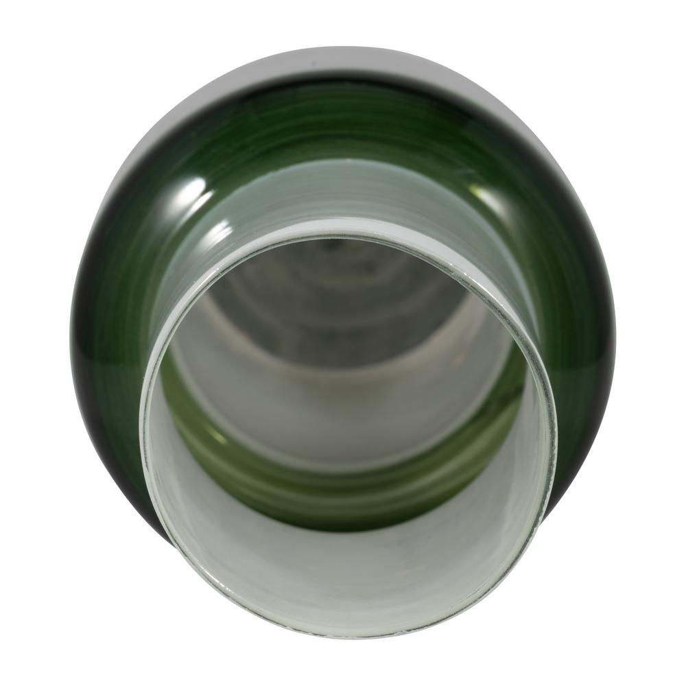 Glass, 19" Modern Cylinder Vase, White/green. Picture 5
