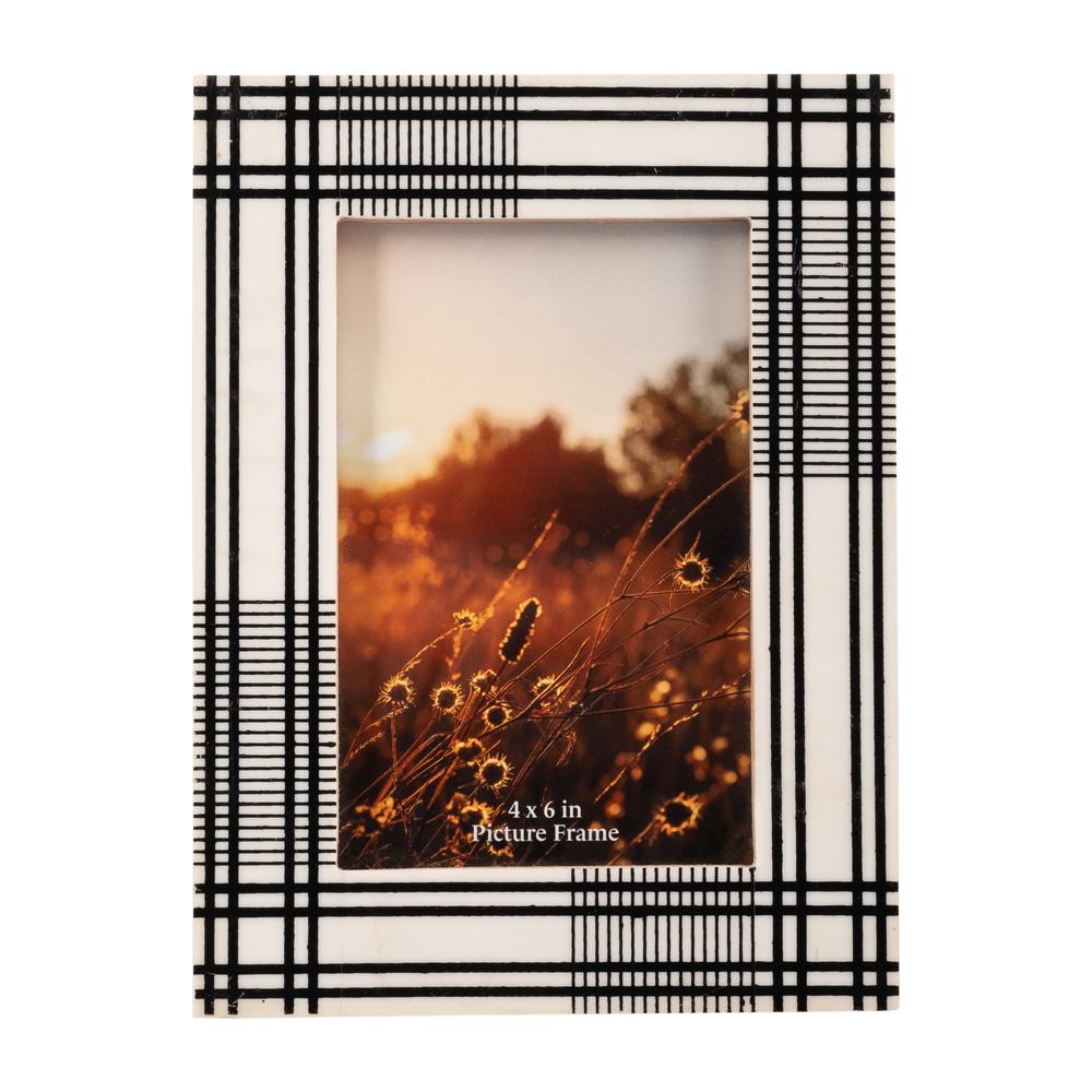 Resin,4x6 Plaid Lines Photo Frame,black/white. Picture 1