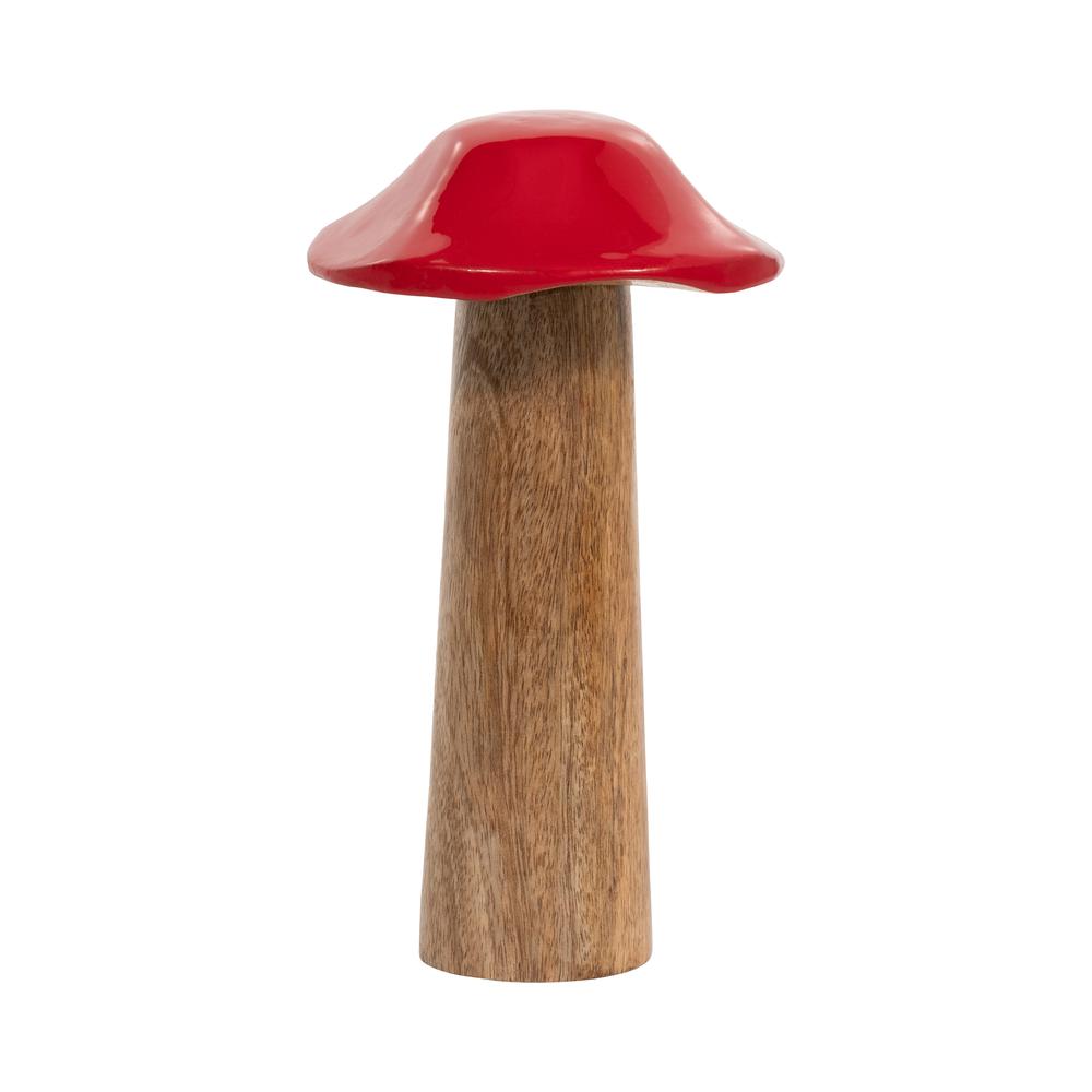 Wood, 8" Toadstool Mushroom, Red. Picture 3