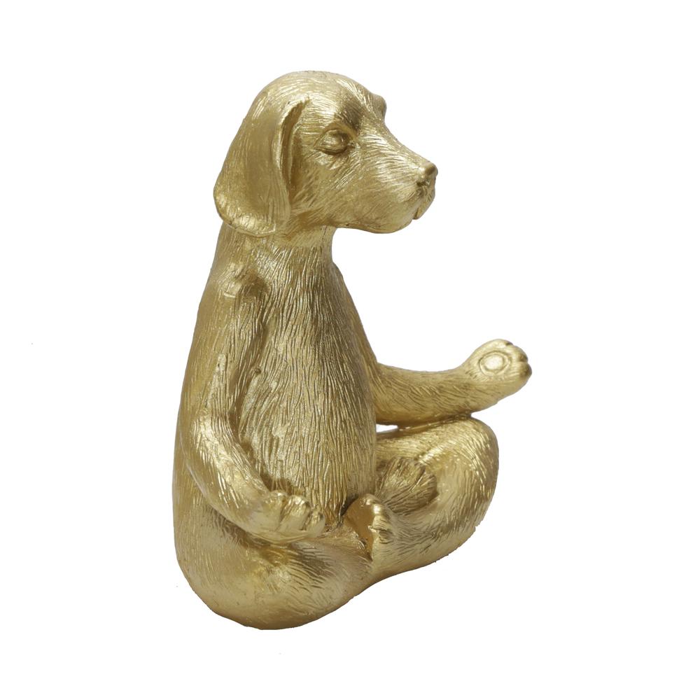 Polyresin 7" Yoga Dog, Gold. Picture 5