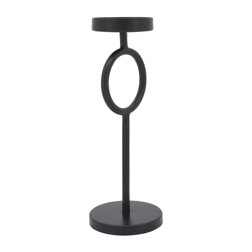 Metal, 13"h Ring Candle Holder, Black. Picture 1