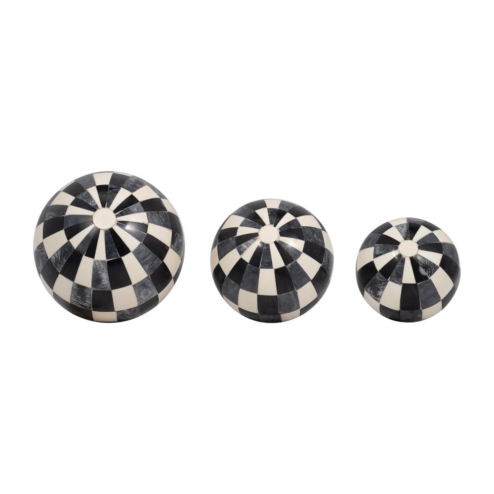 Resin, S/3 4/5/6" Checkered Orbs, Multi. Picture 1