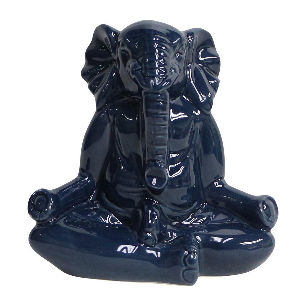 Cer, 7" Yoga Elephant, Navy Blue. Picture 1
