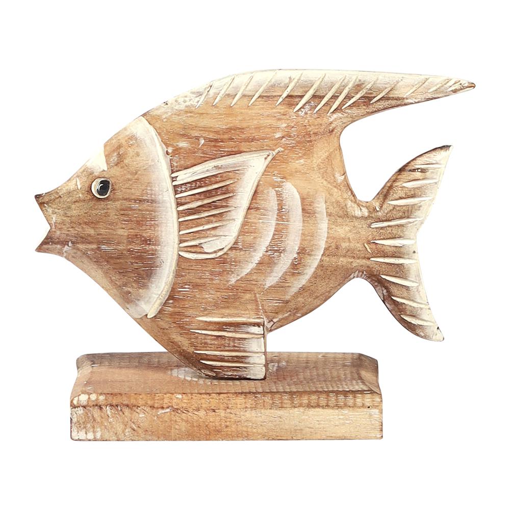 Wood, 8" Angel Fish, Natural. Picture 1