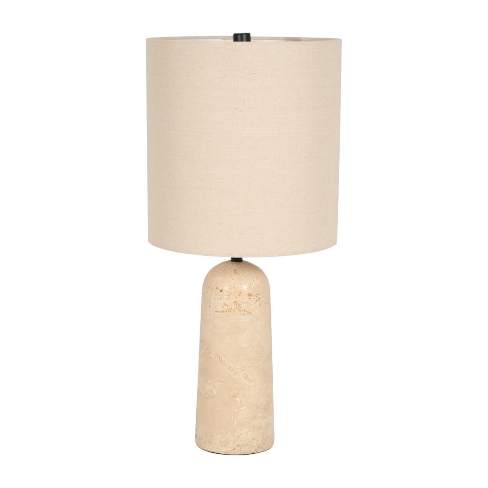 Travertine, 25" Cylinder Table Lamp, Natural. Picture 2