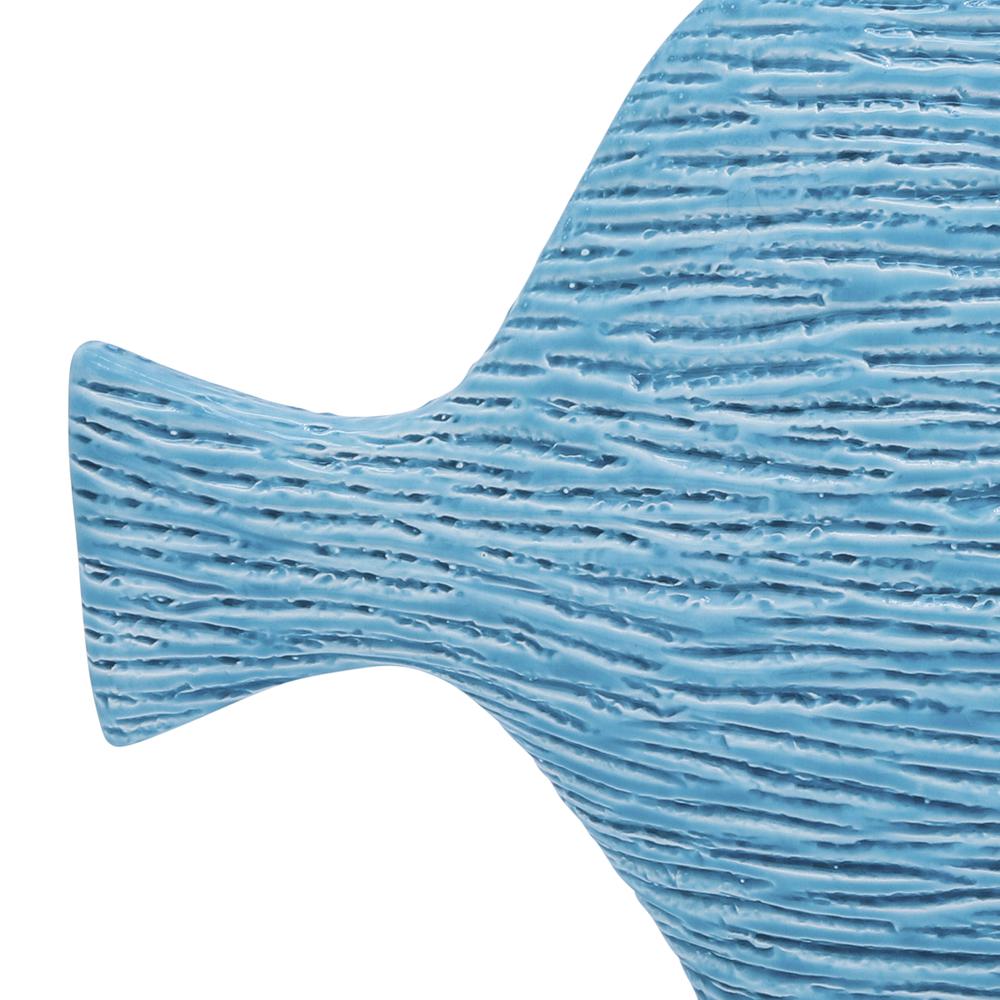 Cer, 14" Textured Fish, Blue. Picture 7