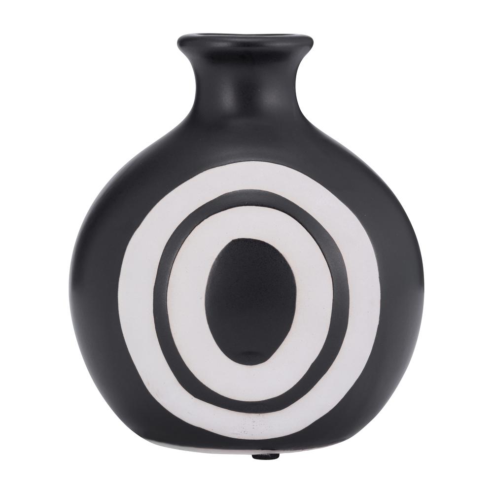 Cer, 7"h Abstract Vase, Black. Picture 1