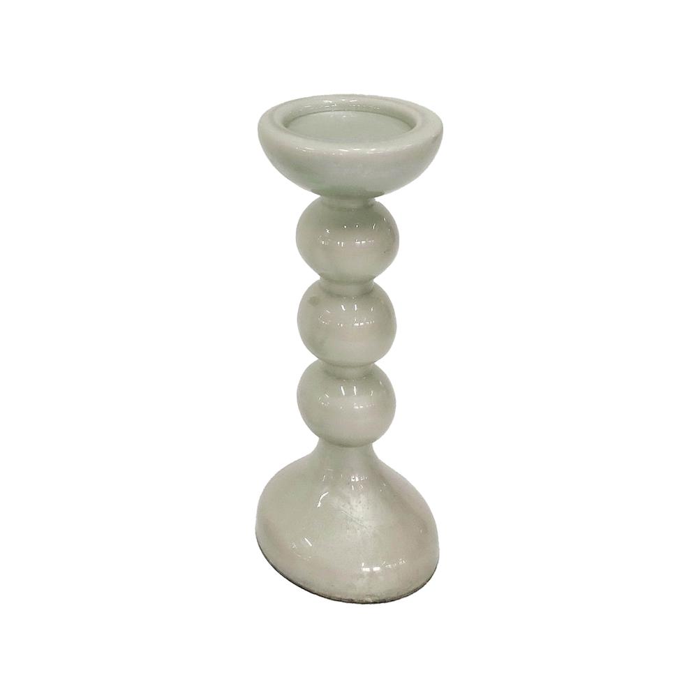 Glass,15"h,bubbly Candle Holder,white. Picture 1