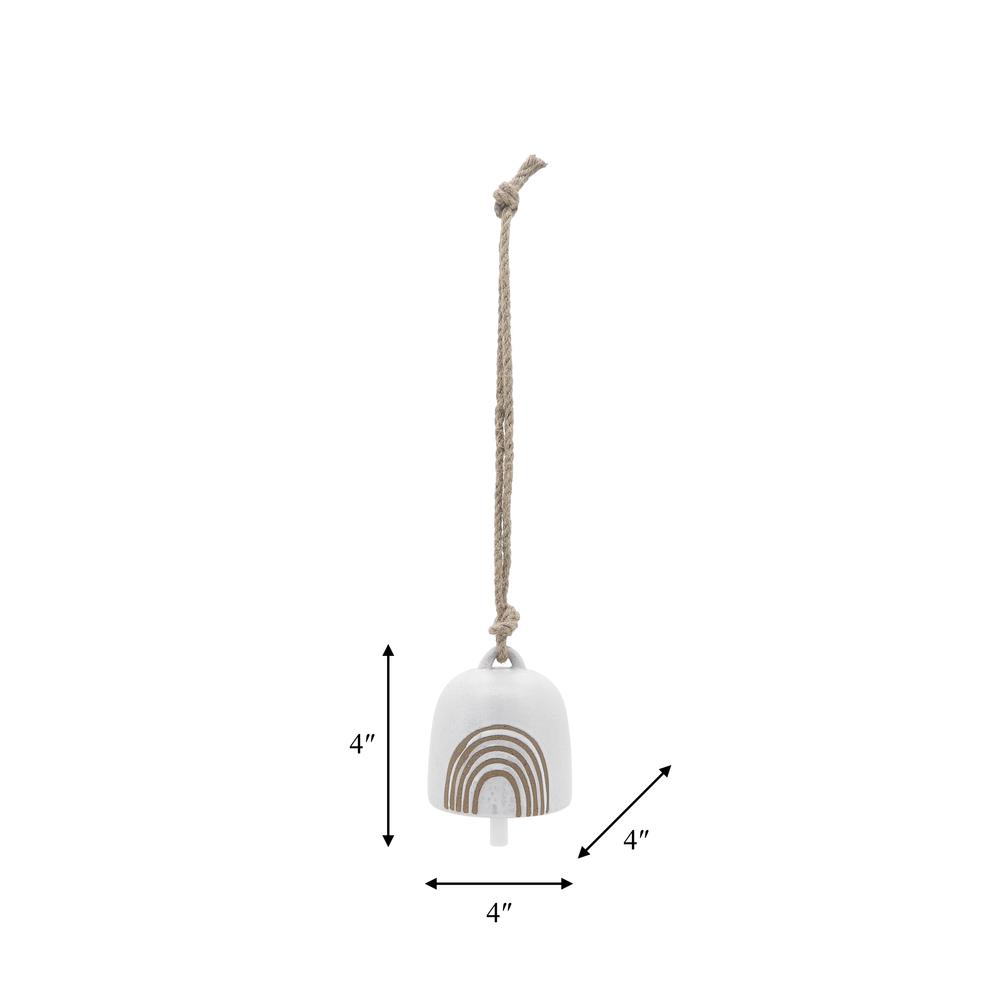 Cer, 4" Hanging Bell Rainbow, White/beige. Picture 7