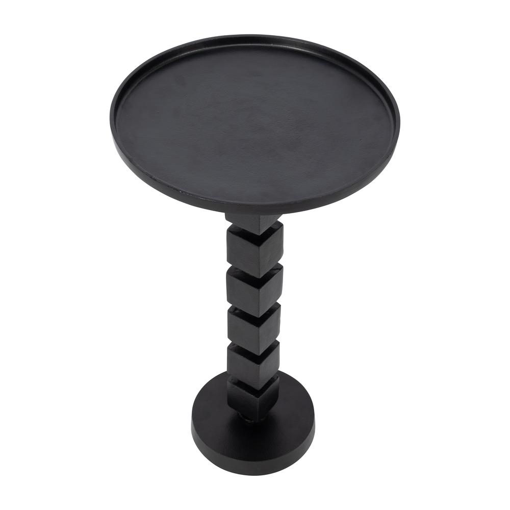 26" Aluminum Stacked Cube Accent Table, Black. Picture 3