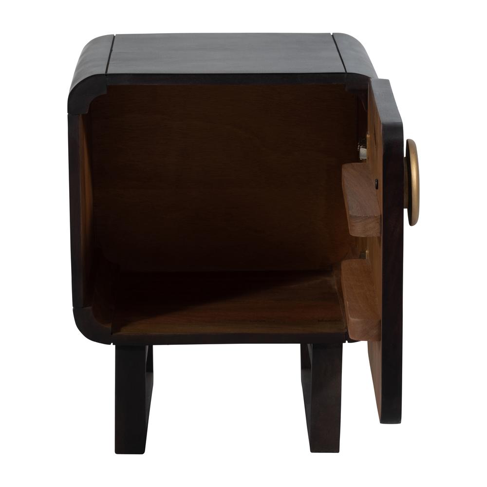 Wood, 16"l Modern Night Stand, Black. Picture 2