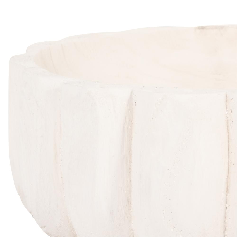 Wood, 9" Scalloped Bowl, White. Picture 4