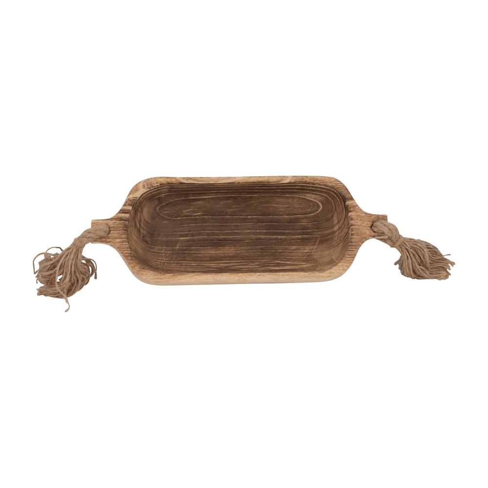 Wood, 15" Tray W/ Tassels, Natural. Picture 6