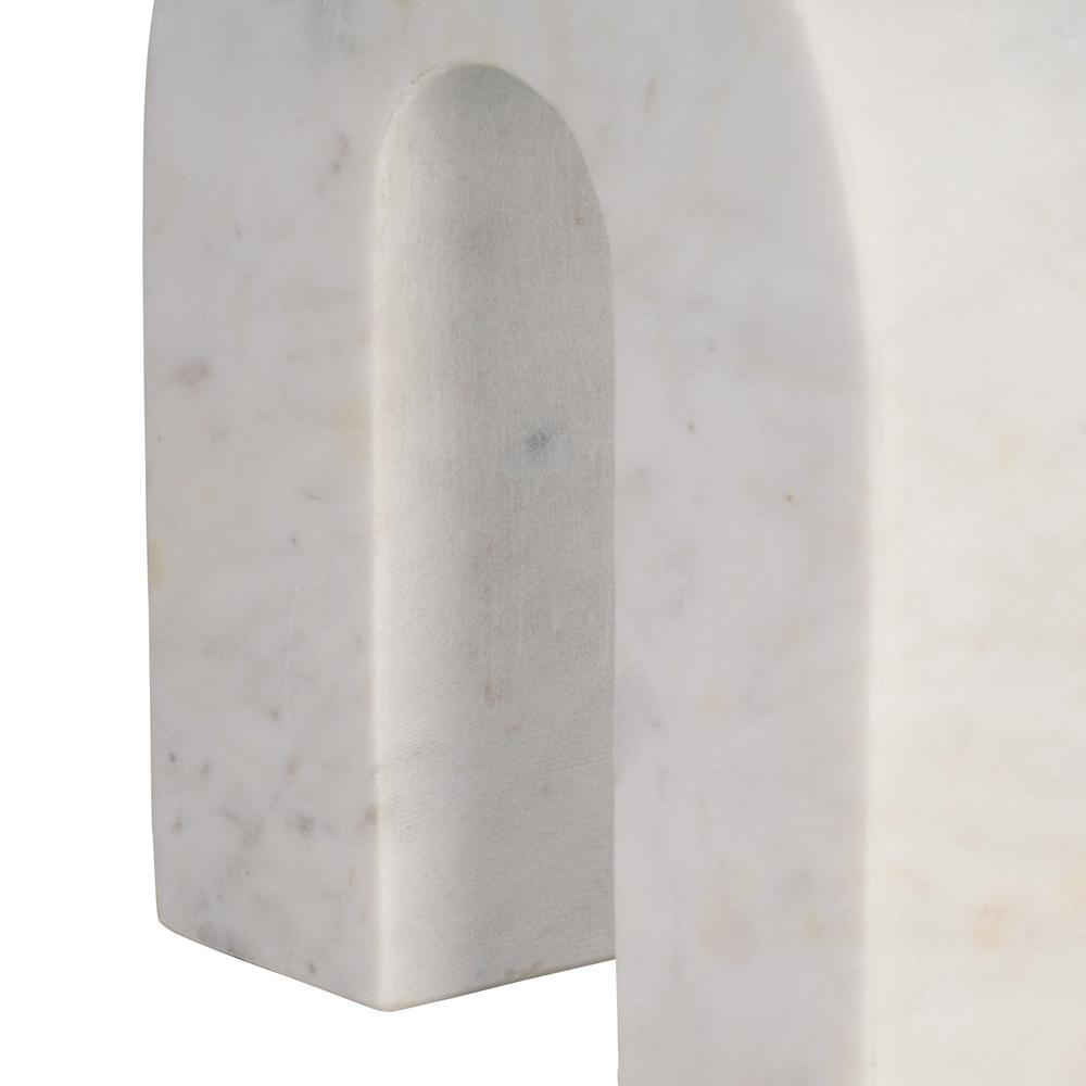 Marble, 6"h Horseshoe Tabletop Deco, White. Picture 4