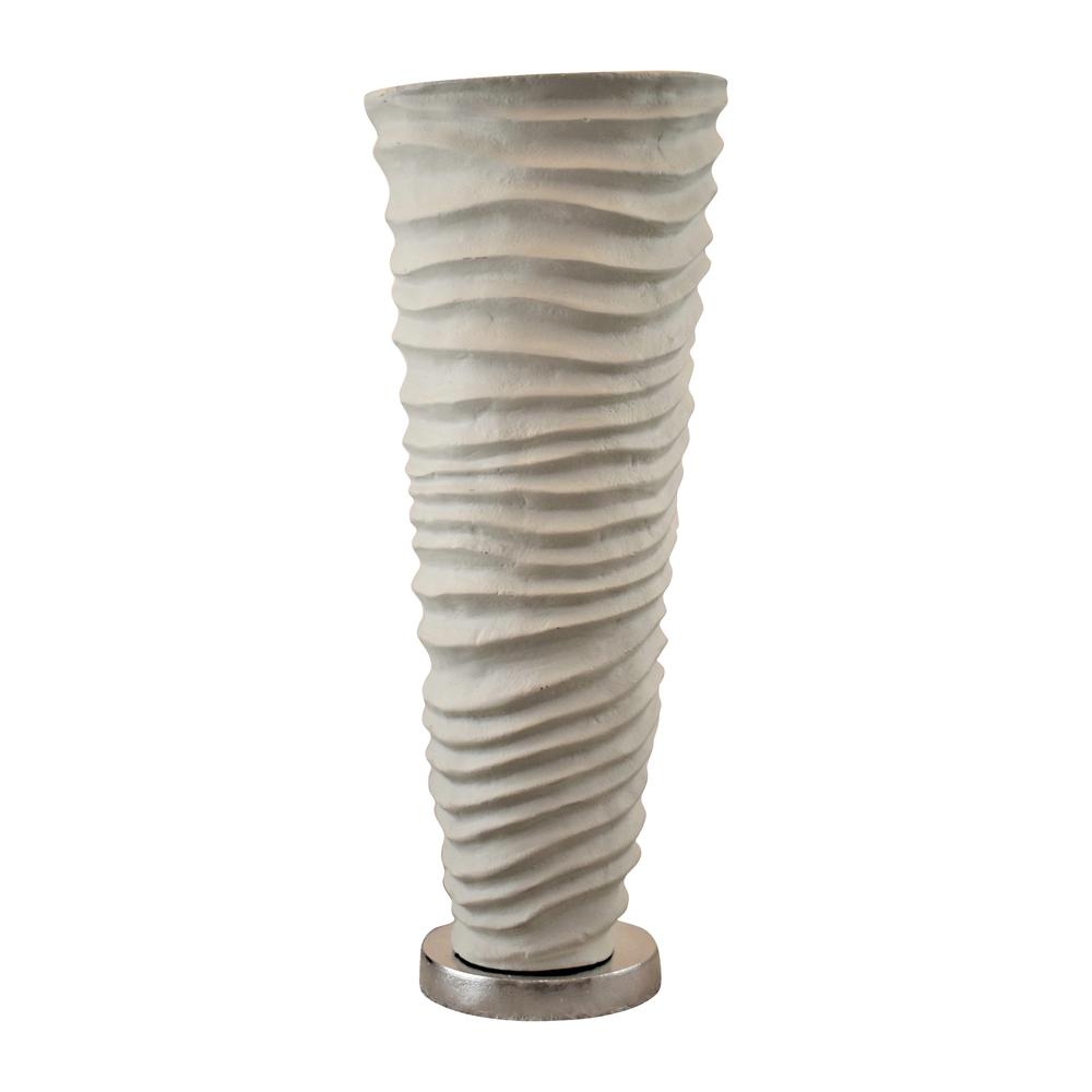 Metal 15", Rugged Vase, Ivory/nickel. Picture 1