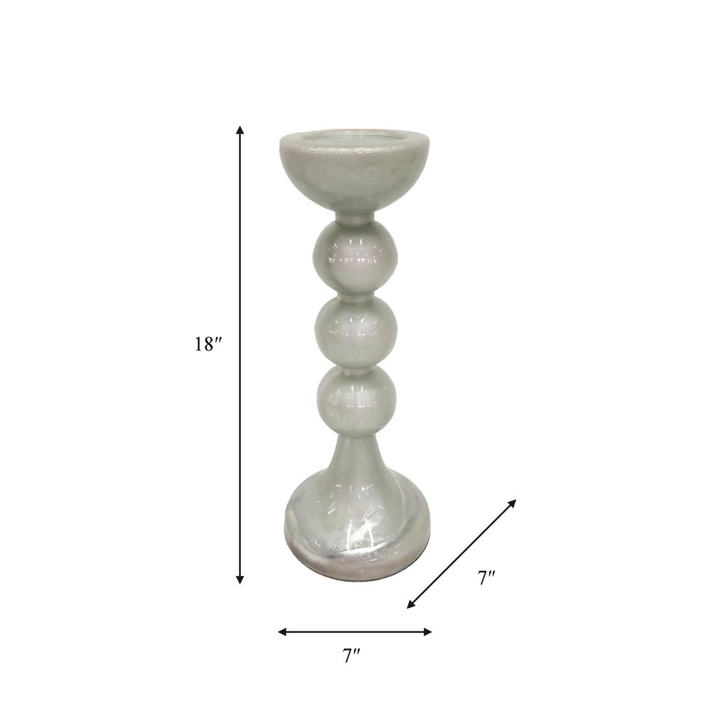 Glass,18"h,bubbly Candle Holder,white. Picture 2