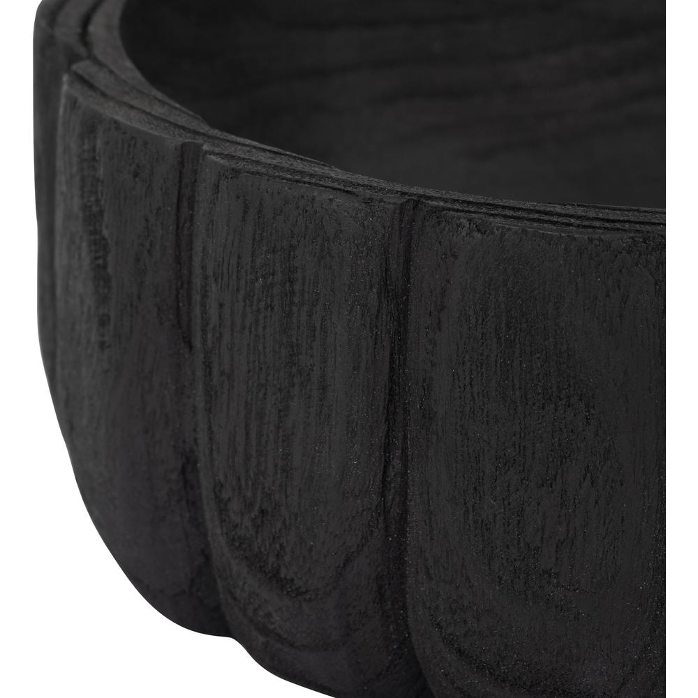 Wood, 9" Scalloped Bowl, Black. Picture 4