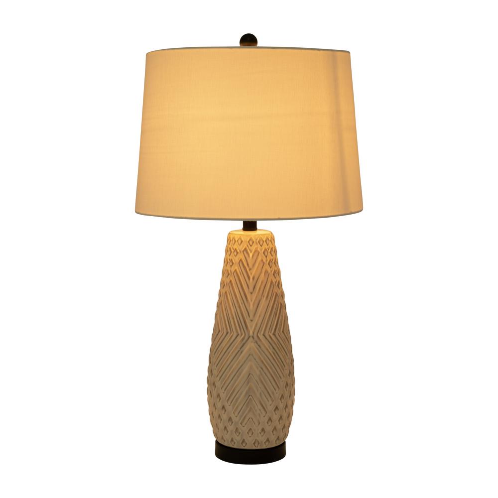 Ceramic 30" Textured Table Lamp, Ivory. Picture 3