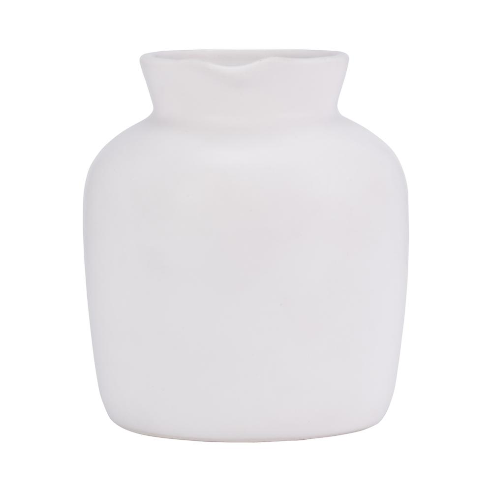 Cer, 5" Pitcher Vase, White. Picture 3